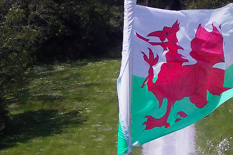 Welsh Dragon flying from Manobier Castle