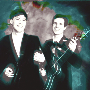 sepia image of Walk n Easy with their guitars