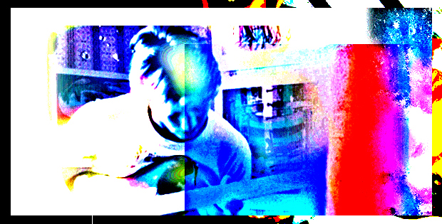 Photo illustration of john practising guitar in bedroom