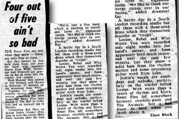 Newspaper cutting reviewing REset Five's demo tape